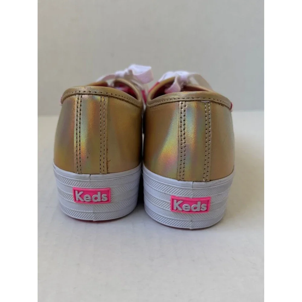 NWOB Barbie x Keds Women's Size 8 Pointed Platform Gold Metallic Sneakers